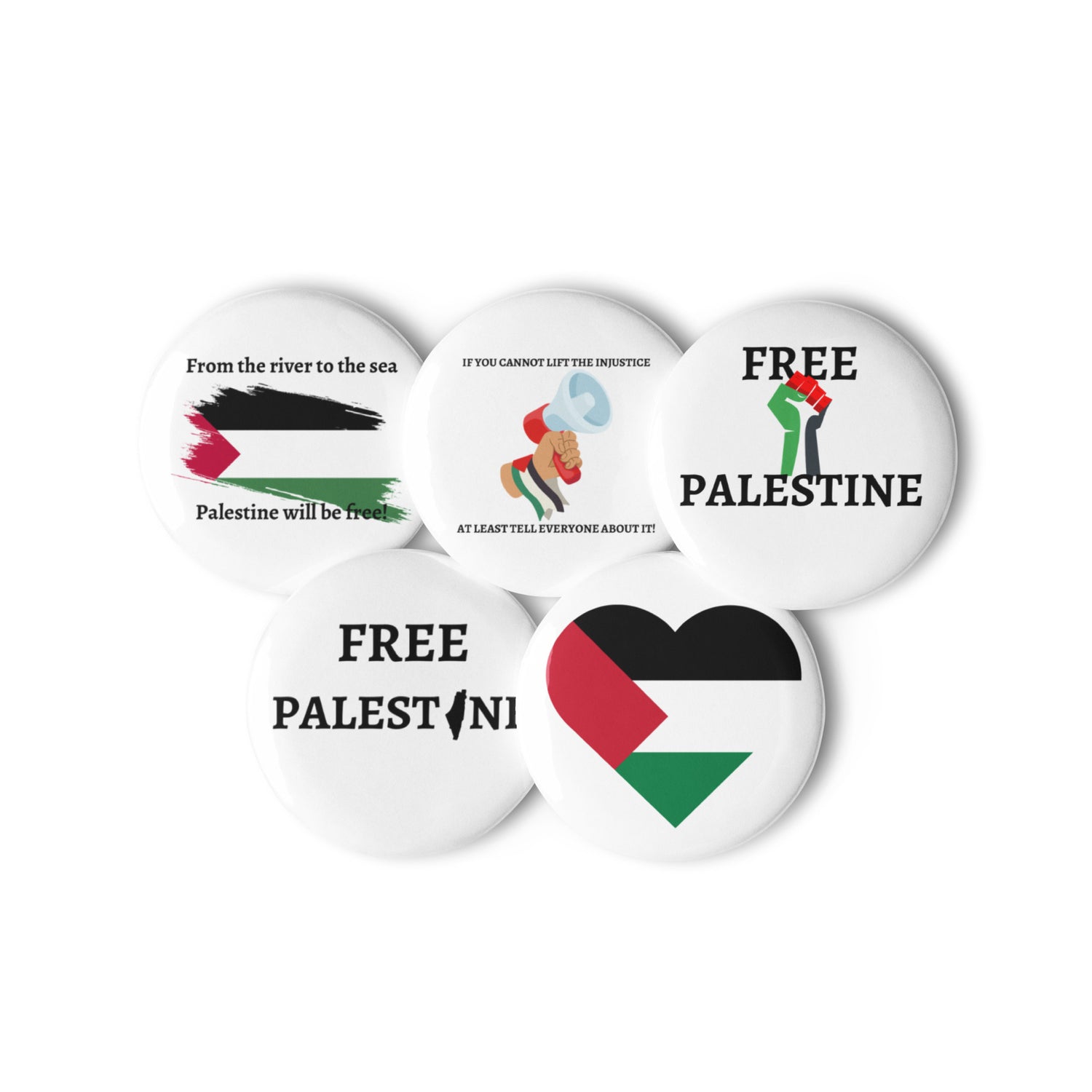 Free Palestine - Set of 5 pin buttons