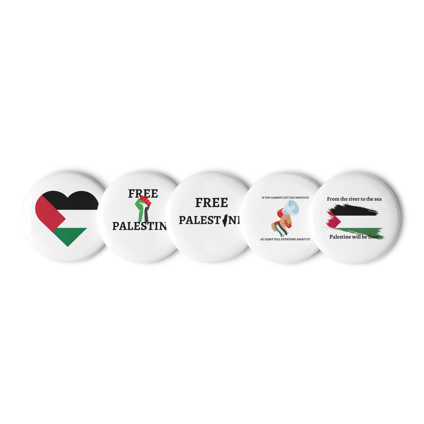 Free Palestine - Set of 5 pin buttons
