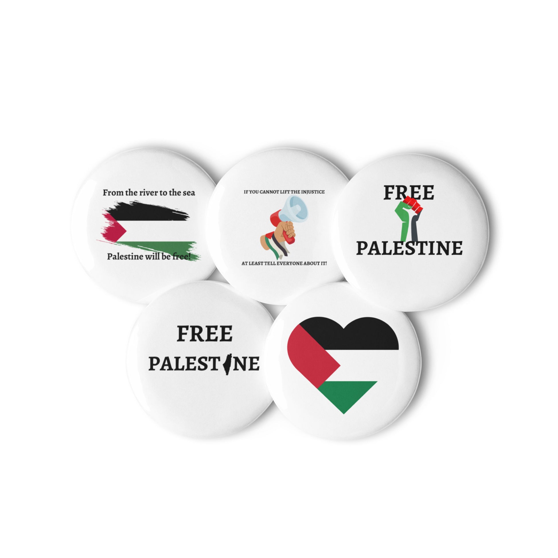 Free Palestine - Set of 5 pin buttons