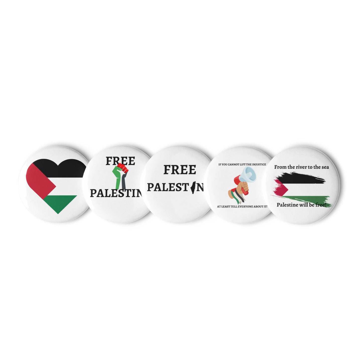 Free Palestine - Set of 5 pin buttons